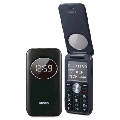 Brondi Window 2 Dual SIM 2" Clamshell Flip Attivo Fotocamera Radio FM Tasti Retroilluminati Italia Black Metal