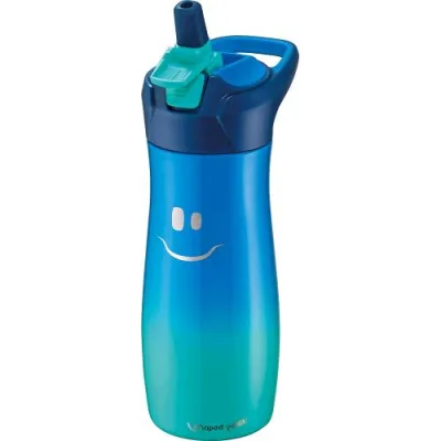Maped 871303 Picnik Concept Kids Borraccia in Acciaio Inox per Bambini con Cannuccia Apertura Automatica 580 ml Blu