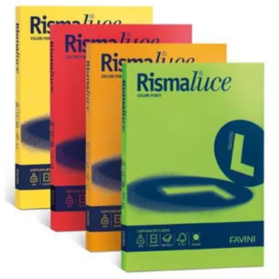 Favini Rismaluce Risma 200 Fogli A4 6 Colori Forti Assortiti 140g/M2 (A65X214)