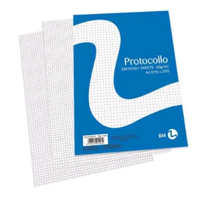 Be More Risma Carta Protocollo 60 g A4 Rigatura 4M 200 Fogli Bianco