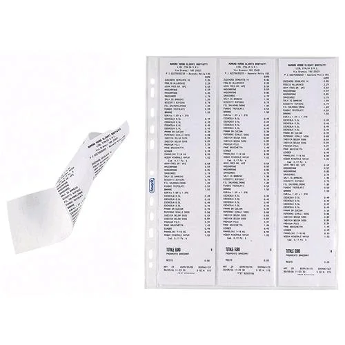 Favorit Buste Porta Scontrini a Foratura Universale Buccia D'arancia Trasparente Conf 10 pz