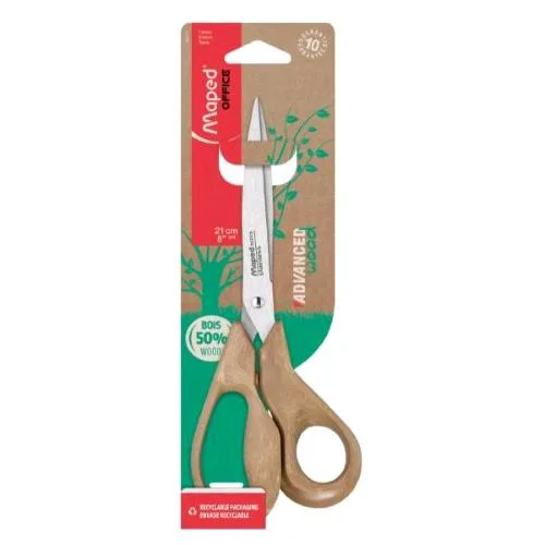 Maped Advanced Wood Forbice Manico in Fibra di Legno Lama in Acciaio a Punta 21 cm