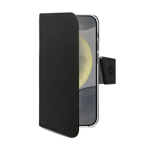 Celly Samsung Galaxy S24 5G Custodia a Portafoglio in Similpelle Tasche Interne Porta Carte Funzione Stand Black