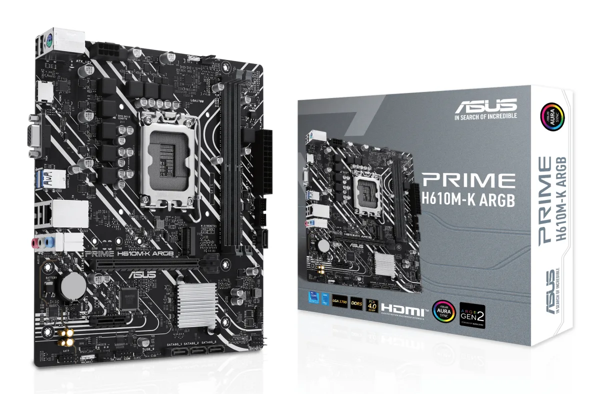 MB ASUS PRIME H610M-K ARGB S1700 D5 2D5 4S3 GBL M.2 U3.2 HDMI/VGA