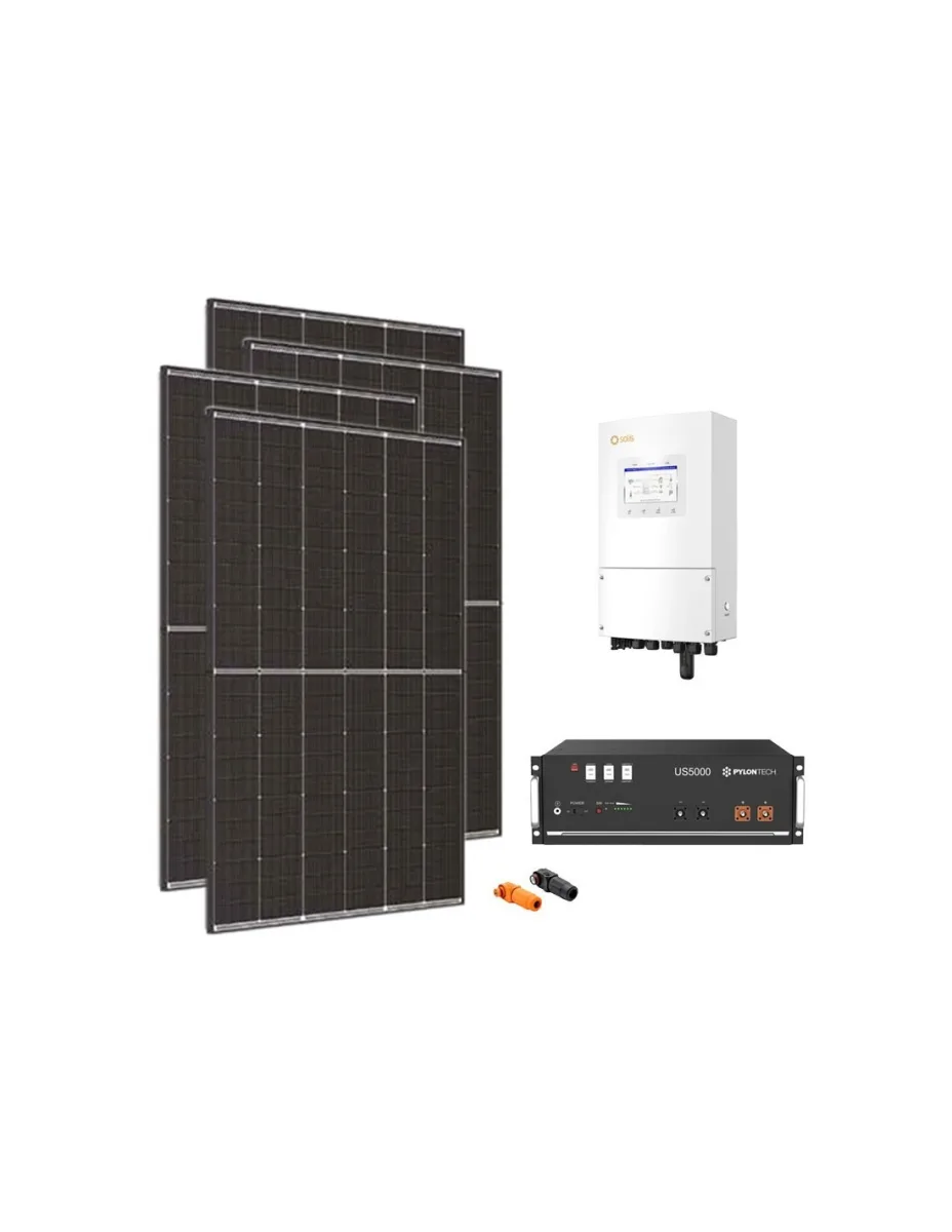Kit fotovoltaico monofase 6370W inverter Solis 6kW batteria al litio 4.8kWh Pylontech US5000
