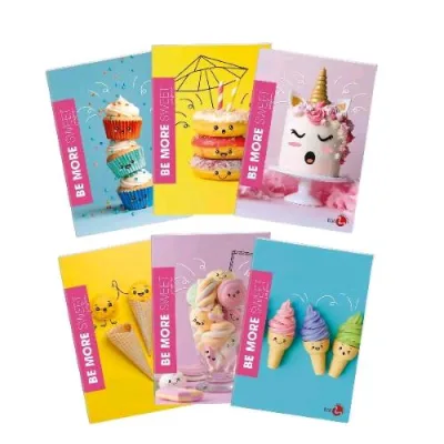 Be More Sweet Maxi Quaderno Punto Metallico 100g 210X297 mm A4 48 Fogli a Quadretti 10 Fantasie Assortite Conf 10 Pz.