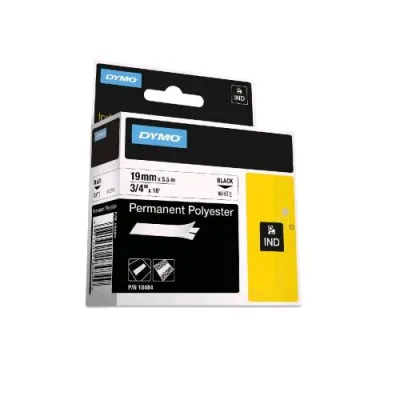 Dymo Nastro per Etichette in Poliestere 19 mm x 5.5 m Bianco Stampa Nera