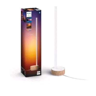 Philips Gradient Signe Hue Lampada da Tavolo LED 55 cm Base in Legno Smart Dimmerabile Luce Calda Fredda e Colorata Bianco