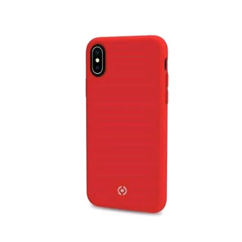 Celly Apple iPHONE XS Max Cover in Silicone Liquido con Finitura Soft-Touch Rosso
