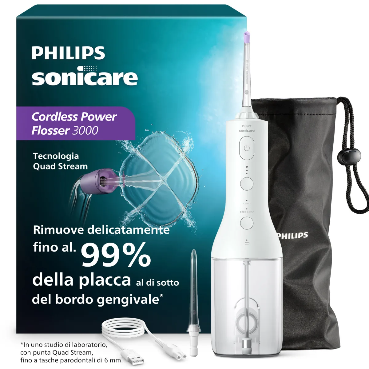 SPAZZOLINO DA DENTI IDROPULSORE 250 PHILIPS HX3826/31 3 VELOCITA