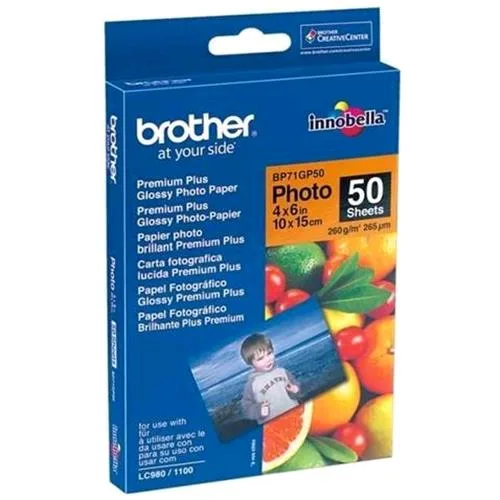Brother BP71GP50 Confezione 50 Fogli Carta Fotografica 102X152 mm 260 g/M2 Colore Bianco