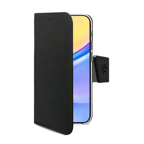 Celly Samsung Galaxy S24 Fe Wally Case Custodia a Portafoglio in Similpelle con Taschine Interne Porta Documenti Nero