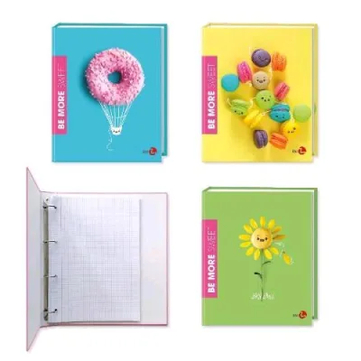 Be More Sweet Raccoglitore a 4 Anelli da 30 mm in Cartocino Plastificato 270X320 mm Fantasie Assortite Conf 5 Pz.