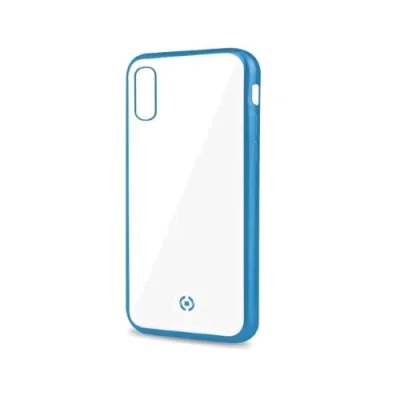 Celly Apple iPHONE XS Max Cover in Tpu con Bordi Effetto Opaco Trasparente Azzurro