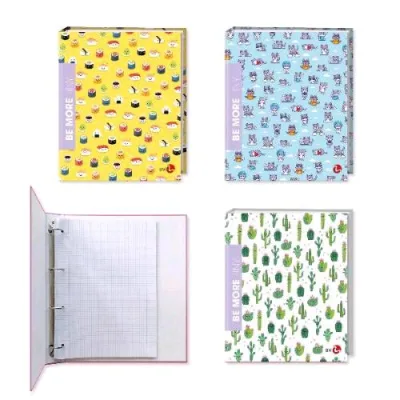 Be More Tyny Raccoglitore a 4 Anelli da 30 mm in Cartoncino Plastificato 270X320 A4 Colori Assortiti Conf 5 Pz.