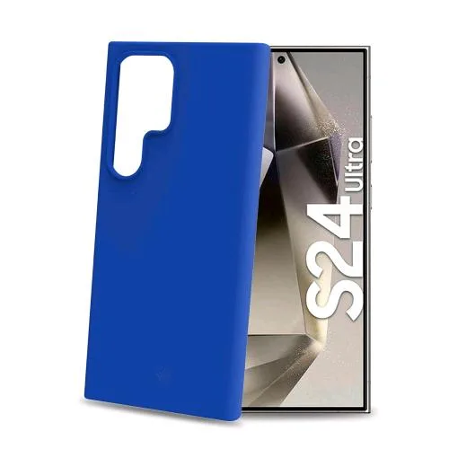 Celly Samsung Galaxy S24 Ultra 5G Cover in Morbido Tpu Finitura Soft-Touch Bordi Antiscivolo Blue