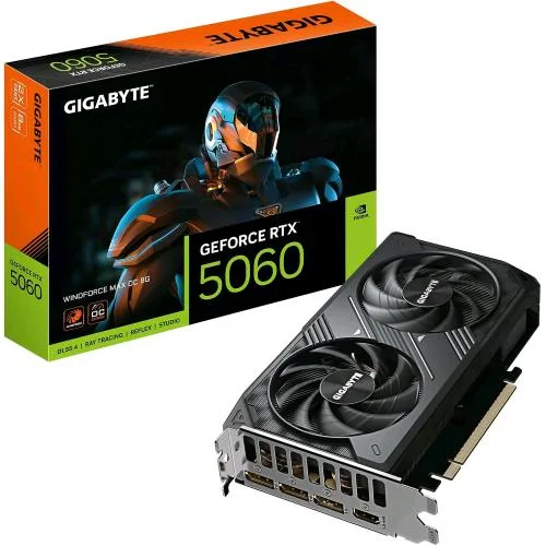 Gigabyte Geforce RTX 5060 Windforce Max Oc 8GB GDDR7 DLSS4 PCI Express 5.0 - Dual Fan 1 x HDMI 3 x Displayport Nero