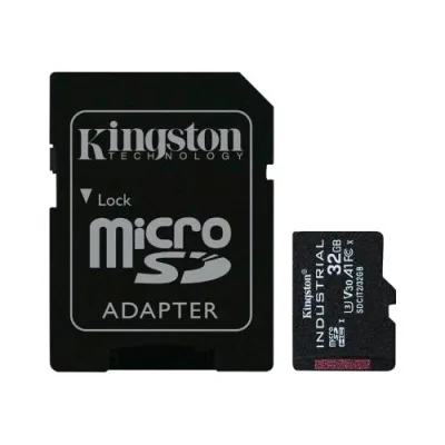 Kingston Industrial Microsd 32GB Classe 10 Uhs-I di Classe U3 V30 A1 con Adattatore Microsdhc per SD Black