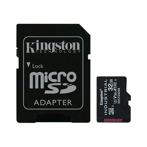 Kingston Industrial Microsd 32GB Classe 10 Uhs-I di Classe U3 V30 A1 con Adattatore Microsdhc per SD Black