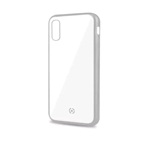 Celly Apple iPHONE XS Max Cover in Tpu con Bordi Effetto Opaco Trasparente Silver