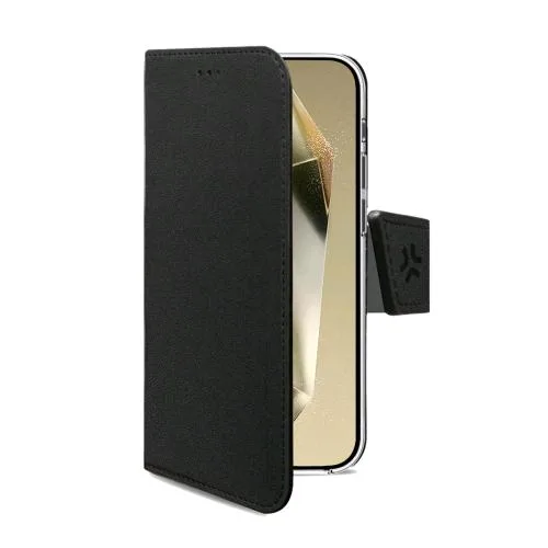 Celly Samsung Galaxy S24 Ultra 5G Custodia a Portafoglio in Similpelle Tasche Interne Porta Carte Funzione Stand Black
