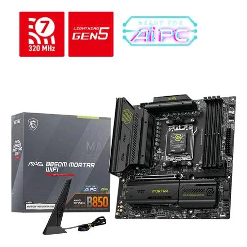 Msi Mag B850M Mortar Wi-Fi 7 Scheda Madre AMD B850 Socket AM5 4 x DDR5 Micro ATX