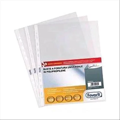 Favorit Air-Special Buste con Foratura in PP Buccia D'arancia CM 22X30 A4 Trasparente Conf 100 Pz.