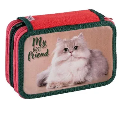 Favorit Animal World Astuccio 3 Scomparti in Poliestere con Riempimento Fantasie Assortite