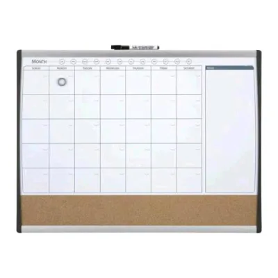 NOBO Lavagna Magnetica Combinata con Calendario Mensile 585X430 mm con Accessori Bianco
