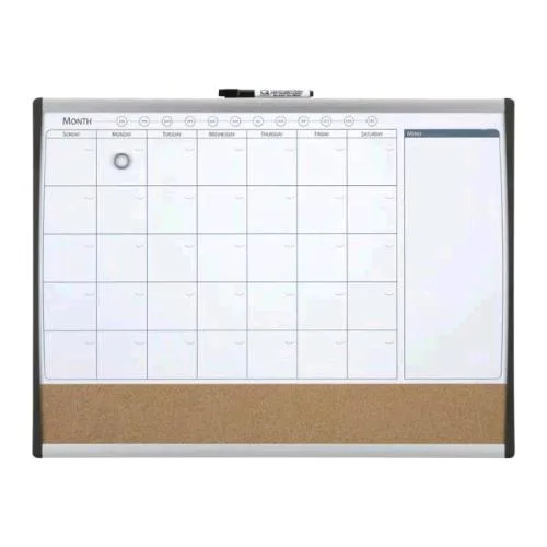 NOBO Lavagna Magnetica Combinata con Calendario Mensile 585X430 mm con Accessori Bianco