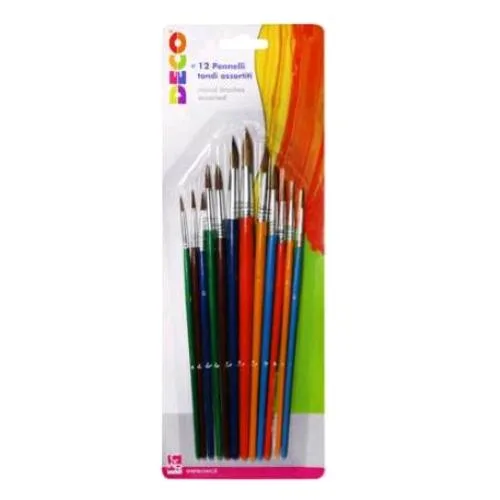 CWR Pennelli Tondi in Acrilico Colori e Misure Assortiti Conf 12 Pz.
