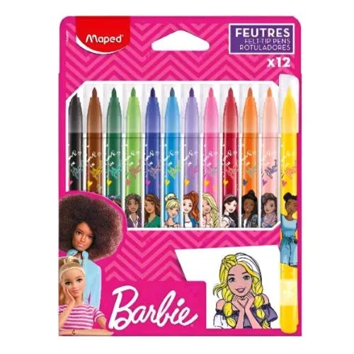 Maped Barbie Pennarelli Tratto 2.8 mm Colori Assortiti Conf 12 Pz.