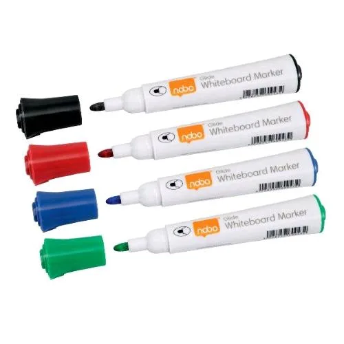 NOBO Pennarelli a Secco per Lavagna Bianca Punta Tonda 2mm Colori Assortiti Conf 10 Pz.