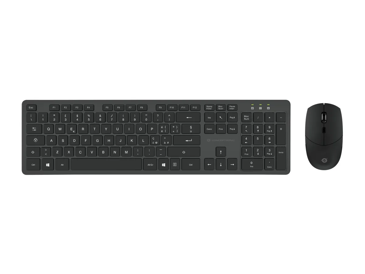 TASTIERA+MOUSE WIRELESS BK 1600 DPI 105 TASTI