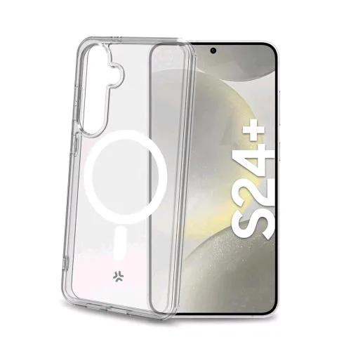 Celly Samsung Galaxy S24+ 5G Cover in Morbido Tpu Modulo Magnetico Circolare Compatibile con Ricarica Wireless Trasparente