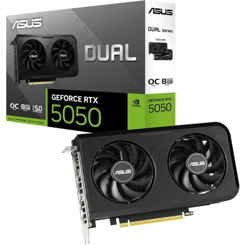 ASUS Dual-RTX5050-O8G Nvidia Geforce RTX 5050 8 GB GDDR6 DLSS4 Dual Fan PCI Express 5.0 1 x HDMI 3 x Displayport