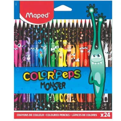 Maped Black Monster Pastelli Fusto Triangolare Colori Assortiti Conf 24 Pz.