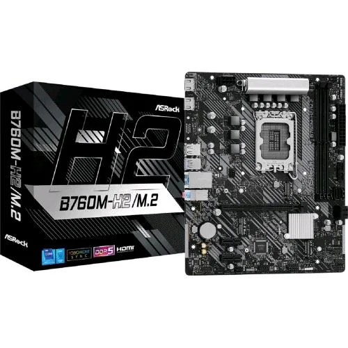 Asrock B760M-H2/M.2 Scheda Madre Intel B760, 1700, Micro ATX, 2 DDR5, 2 HDMI, 2.5G LAN, PCIE4, 2X M.2