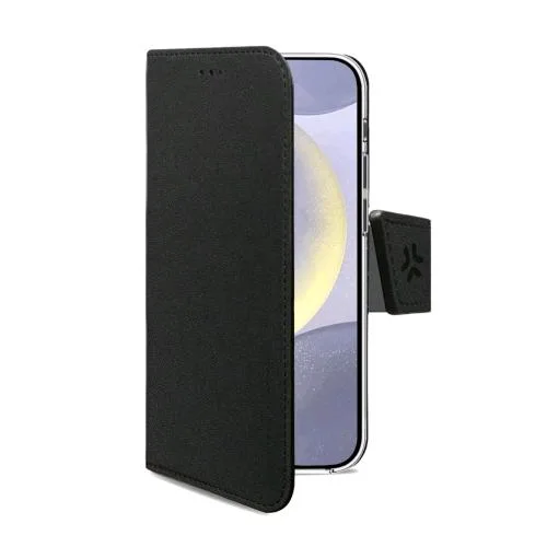 Celly Samsung Galaxy S24+ 5G Custodia a Portafoglio in Similpelle Tasche Interne Porta Carte Funzione Stand Black