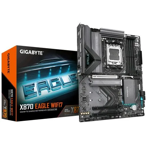 Gigabyte X870 EAGLE WI-FI 7 Scheda Madre - Supporta CPU AMD Ryzen 9000, VRM a 14+2+2 fasi, fino a 8000MHz DDR5 (OC), 1xPCIe 5.0, Wi-Fi 7, LAN 2.5GbE, USB 4