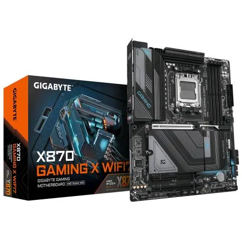Gigabyte X870 GAMING X WI-FI 7 Scheda Madre - Supporta CPU AMD Ryzen 9000, 16+2+2 fasi VRM, fino a 8000MHz DDR5 (OC), 1xPCIe 5.0 + 2xPCIe 4.0, Wi-Fi 7, LAN 2.5GbE, USB 4