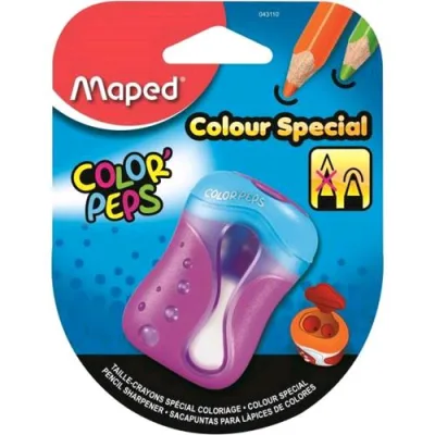 Maped Color Peps 2 Fori Temperamatite in Plastica 2 Fori con Serbatoio Col. Assortiti