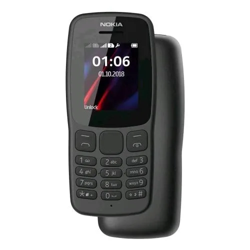 Nokia 106 Dual SIM 1.8" a Colori Bar Phone Tastiera Radio FM Torcia Jack 3.2mm Porta Micro-USB Nero