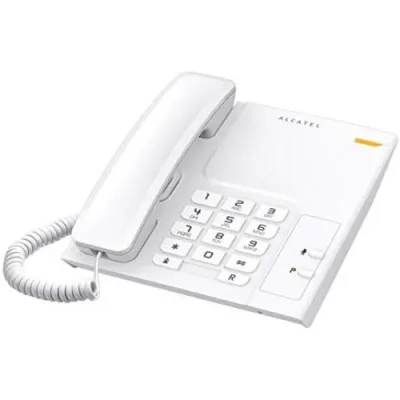 Alcatel T26 Telefono da Tavolo a Filo Indicatore Luminoso Chiamata in Arrivo - Tasto Richiamata - Tasto Mute - Suoneria a 3 Livelli - Montaggio a Parete - Bianco