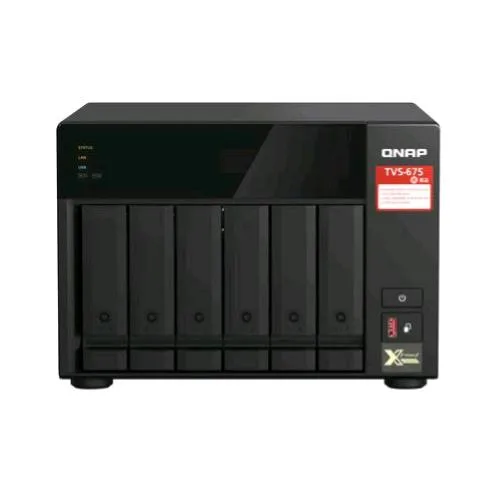 QNAP TVS-675 NAS Chassis Tower Zhaoxin KX-U6580 2.5GHz RAM 8GB-6 Bay HDD/SSD 2.5"/3.5"-2XRJ-45-S.o. Qnap Turbo System Black