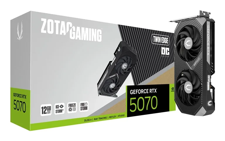 Zotac Gaming Geforce RTX 5070 Twin Edge Oc Nvidia 12 GB GDDR7 DLSS4 Dual Fan PCI Ex 5.0 16X - 1 x HDMI 3 x Displayport