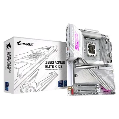Gigabyte Z890 Aorus Elite x Ice Scheda Madre - Supporta CPU Intel Core Ultra (Serie 2), VRM a 16+1+2 Fasi, fino a 9500MHz DDR5 (Oc), 1XPCIE 5.0 + 4XPCIE 4.0, Wi-Fi 7, LAN 2.5GBE, Thunderbolt 4