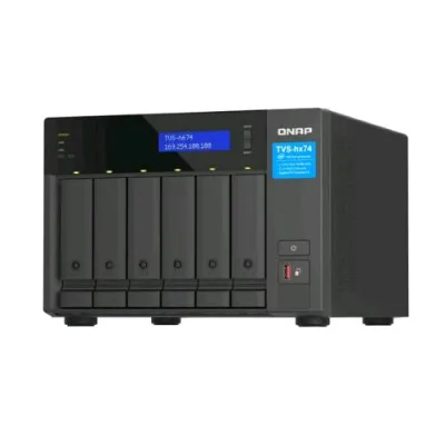 QNAP TVS-H674 NAS Chassis Tower Intel i3-12100 3.3GHz RAM 16GB-6 Bay HDD/SSD 2.5"/3.5"-LAN 10/100/100/2500 Mbps Colore Nero