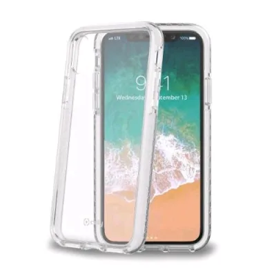 Celly Apple iPHONE XS/X Cover in Gomma Termoplastica e Policarbonato Trasparente Bianco