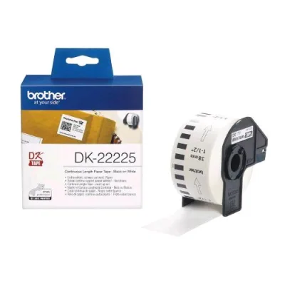Brother DK-22225 Rotolo Etihette Adesive Nero Bianco 38mm L 30.48 m